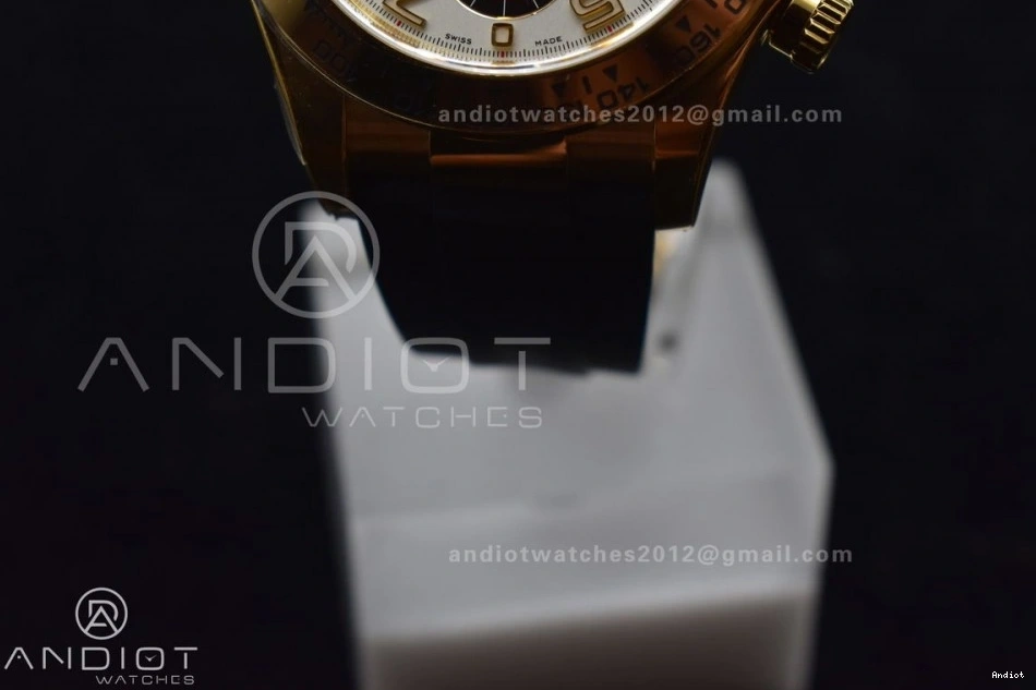 Best V2 116519 Case Rubber Strap 904L SA4130 Gold Daytona Black Clean SS Edition On 1:1 Dial 0418